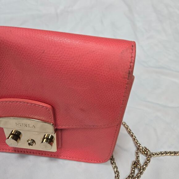 Furla Metropolis Rose Pink Mini Chain Shoulder Clutch Purse Bag - Picture 13 of 16